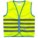 Wowow Veiligheidshesje kind met rits EN 1150 - Fun Fietsjas  - Maat M  - Unisex - geel/blauw/zilver