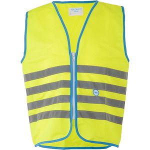 Wowow Veiligheidshesje kind met rits EN 1150 - Fun Fietsjas  - Maat M  - Unisex - geel/blauw/zilver