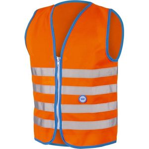 Wowow Veiligheidshesje kind met rits EN 1150 - Fun Fietsjas - Maat L  - Unisex - oranje/blauw/zilver