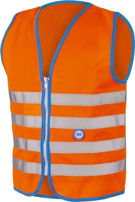 Wowow Veiligheidshesje kind met rits EN 1150 - Fun Fietsjas - Maat L  - Unisex - oranje/blauw/zilver