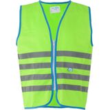Wowow Veiligheidshesje kind met rits EN 1150 - Fun Fietsjas - Maat M  - Unisex - groen/blauw/zilver