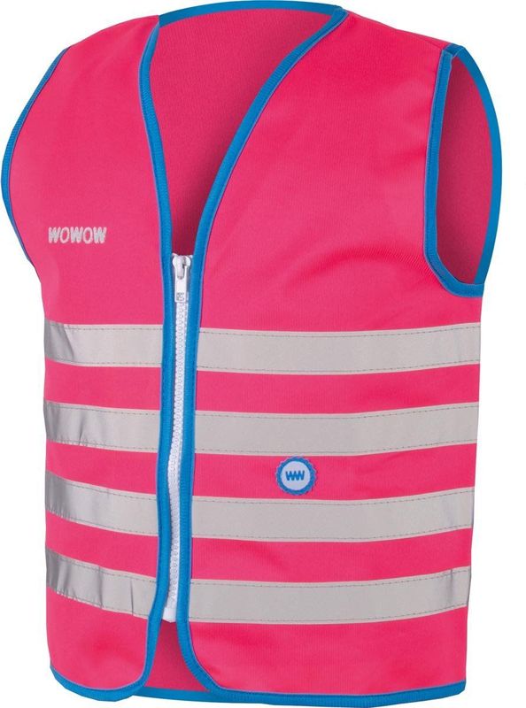 Wowow Veiligheidshesje kind met rits EN 1150 - Fun Fietsjas - Maat L  - Unisex - roze/blauw/zilver