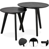 Alterego - GABY - Ronde nesttafels - Zwart - 50x50x45 cm