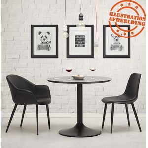 Kleine ronde bureautafel / eettafel 'CHEF' zwart - Ã˜ 90 cm