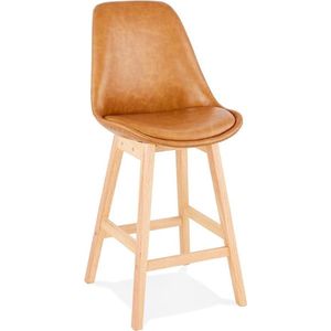 Counter chair barkruk Lars kunstleer bruin met hout