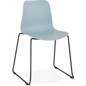 Alterego Moderne, blauwe stoel 'EXPO' met poten van zwart metaal