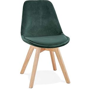 Alterego JOE' stoel in groen fuweel met een structuur in natuurijk hout