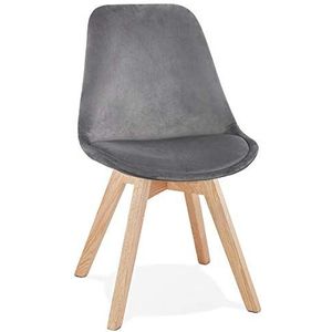 Alterego JOE' stoel in grijs fuweel met een structuur in natuurijk hout