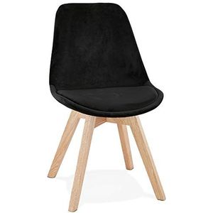 Alterego JOE' stoel in zwart fuweel met een structuur in natuurijk hout