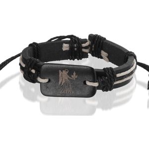 Montebello Armband Maagd - Unisex - Leer - Horoscoop - ∅20 - 23 cm