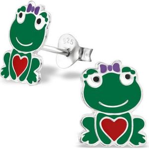 Princess Oorbellen Frog Lady - 925 Zilver E-Coating- Kikker - 9x10mm