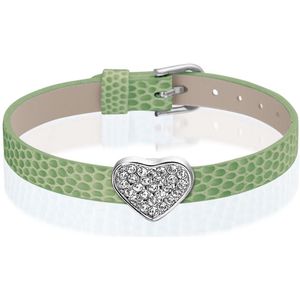 Montebello Armband Anass Groen - PU leer - Bedel - Hart - 20.5cm