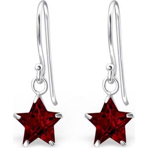 Montebello Oorbellen Ada Red - 925 Zilver E-Coating - Ster - ∅8mm - 23mm