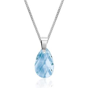 Montebello Ketting Aqua - 925 Zilver -  Swarovski® Druppel - 20mm - 45cm