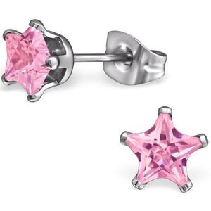 Montebello Oorbellen Baya Pink - 316L Staal - Ster - ∅6mm