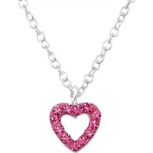 Amanto Kids Ketting Cheneal Rose - 925 Zilver E-Coating - Hart - ⌀7mm - 39cm