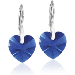 Montebello Oorbellen Kolby Blue - 925 Zilver Gerhod.- Swarovski Hart - 30x14mm