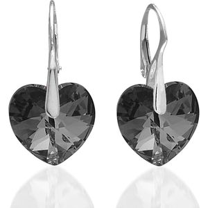 Montebello Oorbellen Kolby Grey - 925 Zilver Gerhod.- Swarovski Hart - 30x14mm