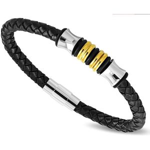 Amanto Armband Crijn Gold - 316L Staal - Leer - 12mm - 22cm