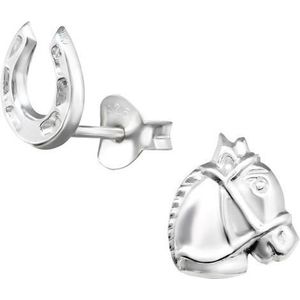 Princess Oorbellen Horse - 925 Zilver E-Coating - Paard - ∅8mm
