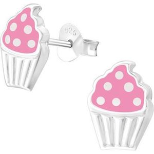 Princess Oorbellen Axis Pink - 925 Zilver E-Coating - Cupcake - 7x10mm