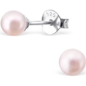 Amanto Oorbellen Elki Pink Light - 925 Zilver E-Coating - Parel - ∅4mm