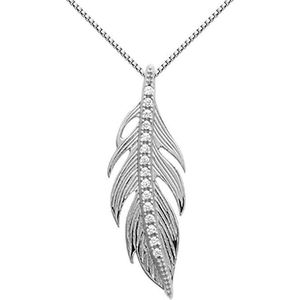 Montebello Ketting Larbi - 925 Zilver Gerhodineerd - Veer - 25x9mm - 45cm