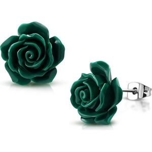 Montebello Oorbellen Paige Green Dark - 316L Staal - Bloem - ∅20mm