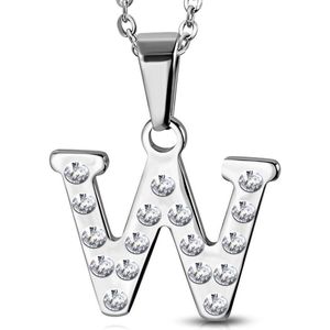 Amanto Ketting Letter W - 316L Staal - Alfabet - 20x22mm - 50cm