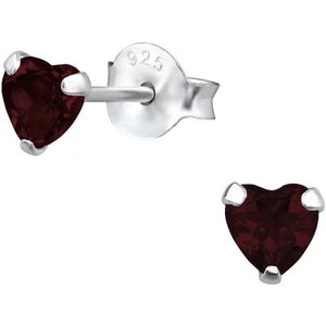 Montebello Oorbellen Licia Granaat - 925 Zilver - Halfedelsteen - Hart - Ø4mm