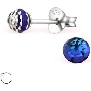 Montebello Oorbellen Paz Blue - 925 Zilver E-Coating - Swarovski - Ø4mm
