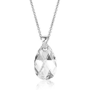 Montebello Ketting Jan DZ517 - Swarovski® Druppel - 925 Zilver Gerhod. - 16mm - 50cm