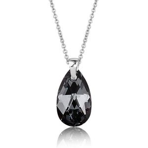 Montebello Ketting Jan DZ521 - Swarovski® Druppel - 925 Zilver Gerhod. - 16mm - 50cm