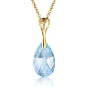 Montebello Ketting Pia DG423H - Swarovski® Druppel - 925 Zilver Verguld - 16mm - 42cm