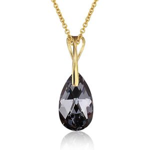 Montebello Ketting Pia DG421H - Swarovski Druppel - 925 Zilver Verguld - 16mm - 42cm