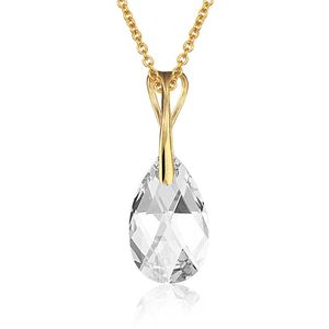 Montebello Ketting Pia DG417H - Swarovski® Druppel - 925 Zilver Verguld - 16mm - 42cm