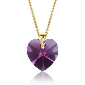 Montebello Ketting Fleur HG424 - Swarovski® Hart - 925 Zilver Verguld - Ø14mm - 42cm