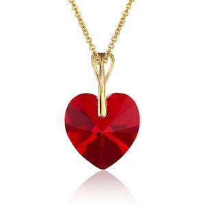 Montebello Ketting Pim HG556 - Swarovski Hart - 925 Zilver Verguld - Ø14mm - 50cm