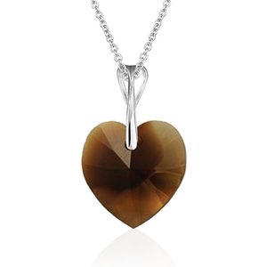 Montebello Ketting Pim HZ559 - Swarovski Hart - 925 Zilver Gerhod. - Ø14mm - 50cm