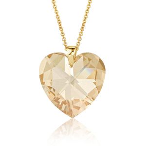 Montebello Ketting Daisy HG462 - Swarovski Hart - 925 Zilver Verguld - Ø18mm - 45cm