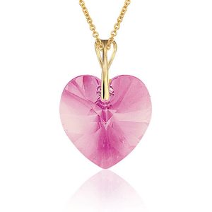 Montebello Ketting Mila HG463 - Swarovski Hart - 925 Zilver Verguld - Ø18mm - 45cm