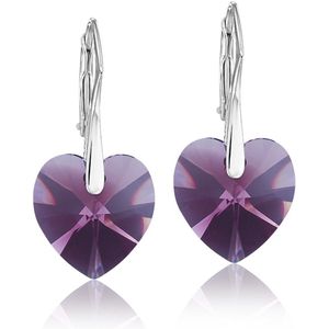 Montebello Oorbellen Noor HZ24 - Swarovski Hart - 925 Zilver Gerhod. - Ø14mm - 30mm
