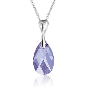 Montebello Ketting Pia DZ569H - Swarovski Druppel - 925 Zilver Gerhod. - 16mm - 50cm