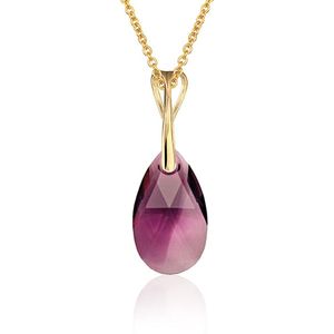 Montebello Ketting Pia DG473H - Swarovski Druppel - 925 Zilver Verguld - 16mm - 42cm