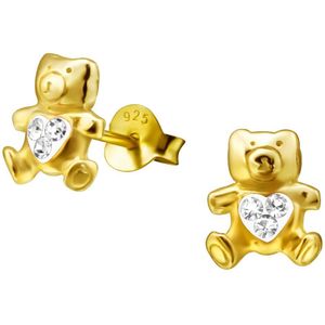 Amanto Kids Oorbellen Gabi Gold - 925 Zilver Verguld - Beertje - 8x9mm