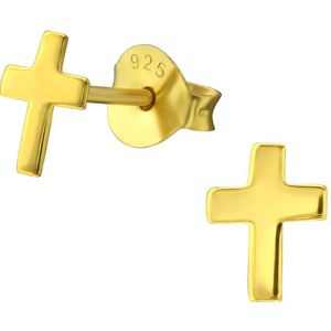 Montebello Oorbellen Kruis Gold - 925 Zilver Verguld - Kruisje - 6x5mm