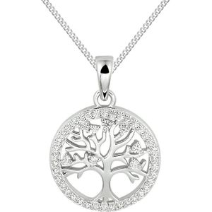 Montebello Ketting Levensboom - 925 Zilver Gerhodineerd - ∅15.5mm - 45cm