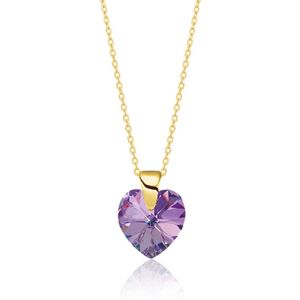 Montebello Ketting Aella HG89 - 925 Zilver Verguld - Swarovski® Hart - Ø10mm - 40cm