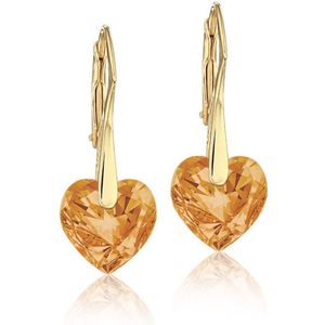 Montebello Oorbellen Lily HZ83 - 925 Zilver Verguld - Swarovski Hart - Ø10mm - 25mm