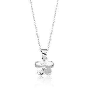 Montebello Ketting Flower BZ92 - 925 Zilver Gerhod. - Swarovski - Ø12mm - 45cm